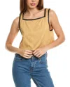 Weworewhat Linen-blend Crop Top In Brown