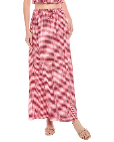 Weworewhat Linen-blend Midi Skirt In Red
