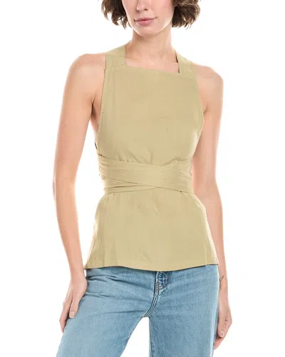 Weworewhat Linen-blend Wrap Top In Green