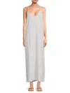 Weworewhat Linen Maxi Dress In Navy/white In Gray