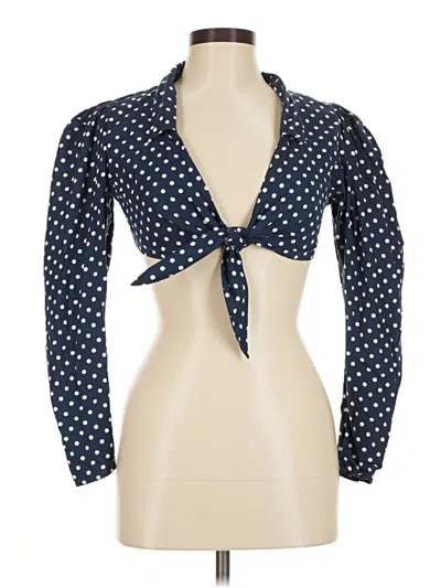 Pre-owned Weworewhat Long Sleeve Blouse In Blue