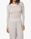 Weworewhat Long Sleeve Crewneck Top In Cld Gry/chesnt