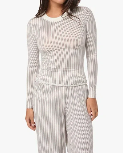 Weworewhat Long Sleeve Crewneck Top In Cld Gry/chesnt