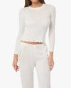 Weworewhat Long Sleeve Pointelle Pajama Top In White In Ivory