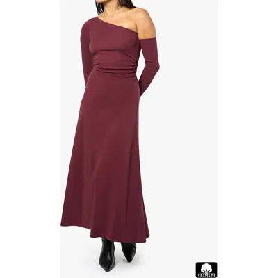 Weworewhat Long Sleeve Off Shoulder Dress In Eggplant