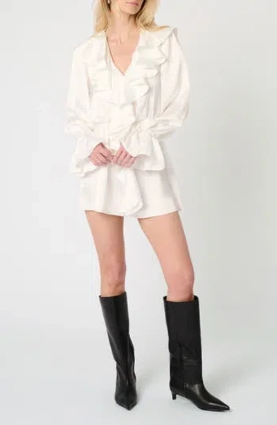 Weworewhat Long Sleeve Ruffle Minidress In White