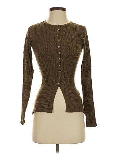 Pre-owned Weworewhat Long Sleeve Top Brown Square Neckline Tops