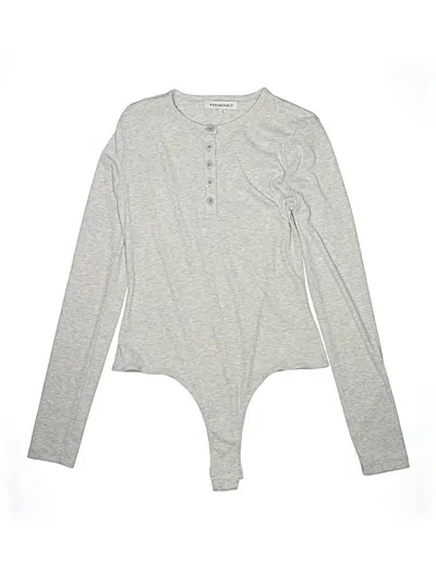 Pre-owned Weworewhat Long Sleeve Top Gray Keyhole Neckline Tops