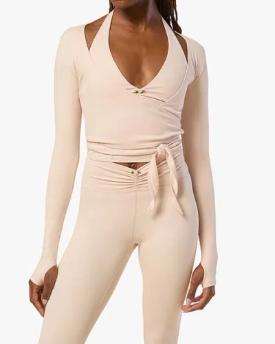 Weworewhat Long Sleeve Wrap Top In Ballet Slipper
