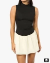 Weworewhat Mockneck Dress In Black/ivory