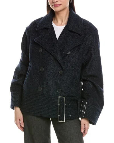 Weworewhat Moto Fleece Jacket In Blue