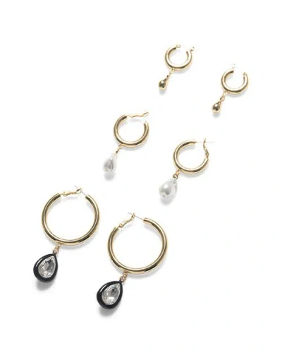 Weworewhat Multi Pear Drop Hoop Set In Gold