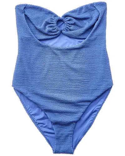 Weworewhat O-ring Ruched Bandeau One Piece In Blue