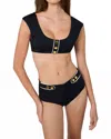 Weworewhat Scoop Neck Off The Shoulder Bikini Top In Black