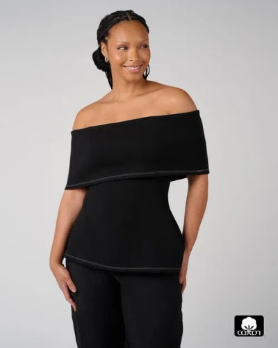 Weworewhat Off Shoulder Fold Over Top In Black