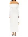 Weworewhat Off Shoulder Ruched Midi Dress In Ivory In Neutral