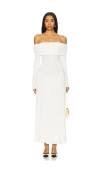 Weworewhat Off Shoulder Ruched Midi Dress In Ivory In Ivory