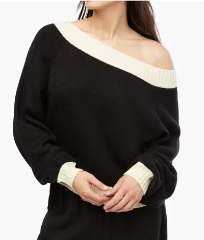Weworewhat Off Shoulder Sweater In Black/anitque White In Multi