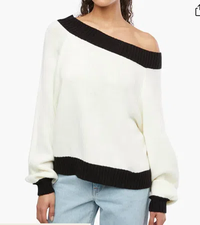 Weworewhat Off Shoulder Sweater In White/black