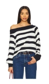 Weworewhat Off Shoulder Sweater In White,navy