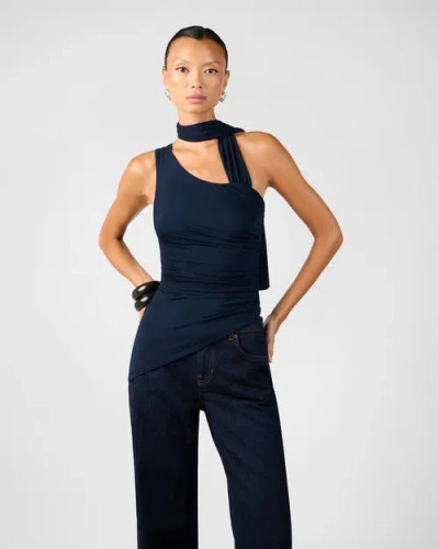 Weworewhat One Shoulder Draped Top In Animal Print