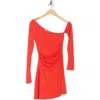 Weworewhat One-shoulder Long Sleeve Minidress In Vibrant Red