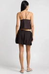 Weworewhat Onia Air Linen Bubble Mini Skirt In Espresso, Women's At Urban Outfitters In Black