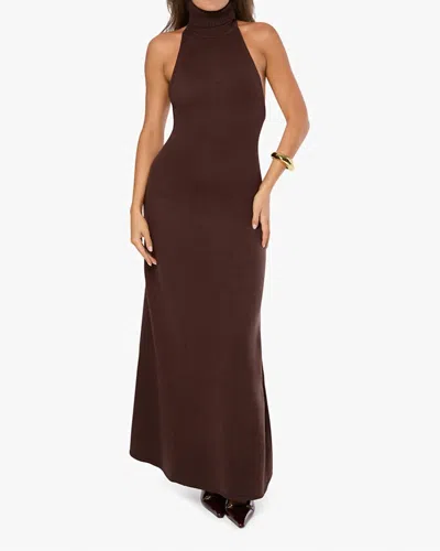 WEWOREWHAT OPEN BACK HALTER MAXI DRESS IN BROWN