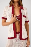 Weworewhat Oversized Crochet Button-up Shirt In White