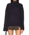 Weworewhat Oversized Funnel Neck Sweater In Navy