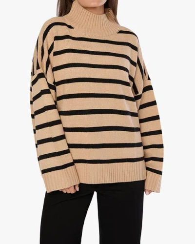 Weworewhat Oversized Funnel Neck Sweater In Soft Taupe/blck