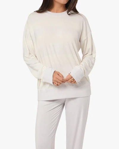 Weworewhat Oversized Long Sleeve Crewneck Top In Cloudgry/ivory