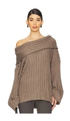 Weworewhat Oversized Off Shoulder Sweater In 石色