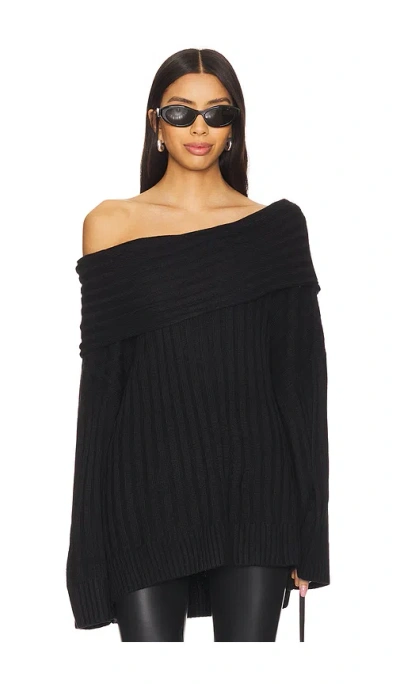 Weworewhat Strick Oversized Off Shoulder In Black