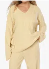 Weworewhat Oversized V Neck Sweater In Wheat In Gold