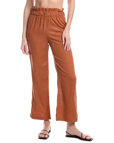 Weworewhat Paperbag Linen-blend Pant In Orange