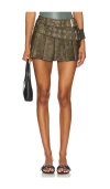 Weworewhat Pleated Faux Leather Micro Mini Skirt In Patina Light Brown