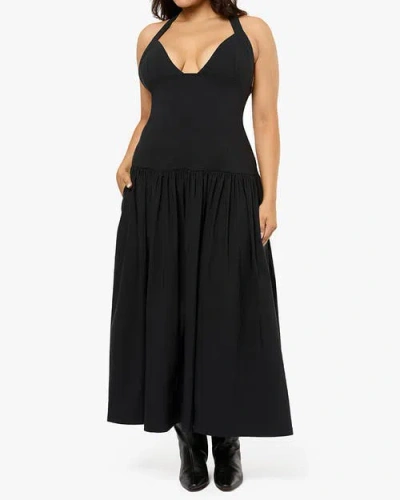 Weworewhat Peplum Drop Waist Midi Dress In Black