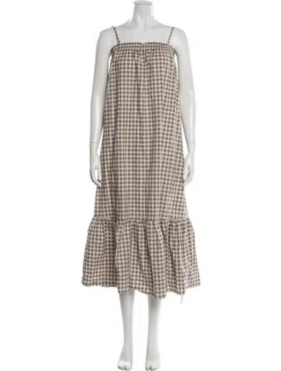 Pre-owned Weworewhat Plaid Print Long Dress In Neutral