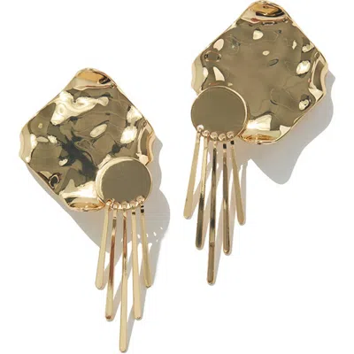 Weworewhat Plate Fringe Earring In Gold
