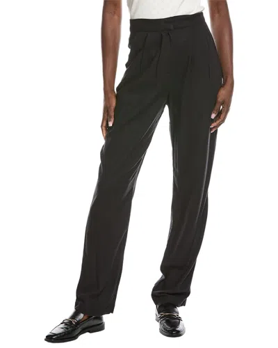 Weworewhat Pleated Linen-blend Pant In Black