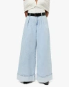 Weworewhat Pleated Wide Leg Jean In Super Light