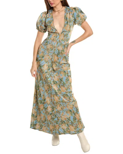 Weworewhat Puff Sleeve Maxi Dress In Blue