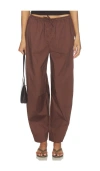Weworewhat Drawstring Waist Pull On Balloon Pants In Brown