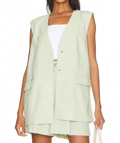 Weworewhat Relaxed Linen Vest In Fog Green In White