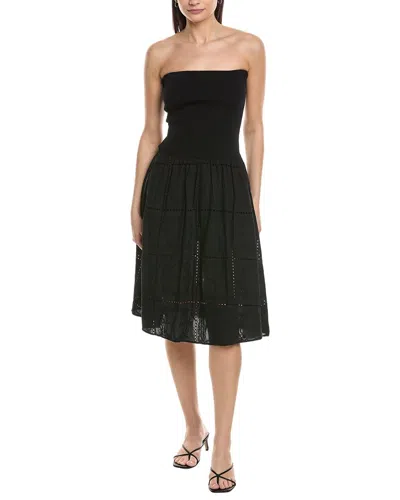 Weworewhat Ribbed Broderie Mini Dress In Black