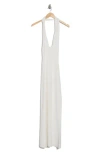 Weworewhat Ribbed Knit Halter Maxi Dress In White