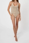 Weworewhat Ribbed String Bikini Bottom In Teakwoood, Women's At Urban Outfitters In Brown