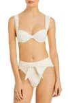 Weworewhat Riviera Bikini Bottom In Pearl Eyelet In Gold
