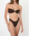 Weworewhat Rope Tie Halter Bikini Top In Mahogany